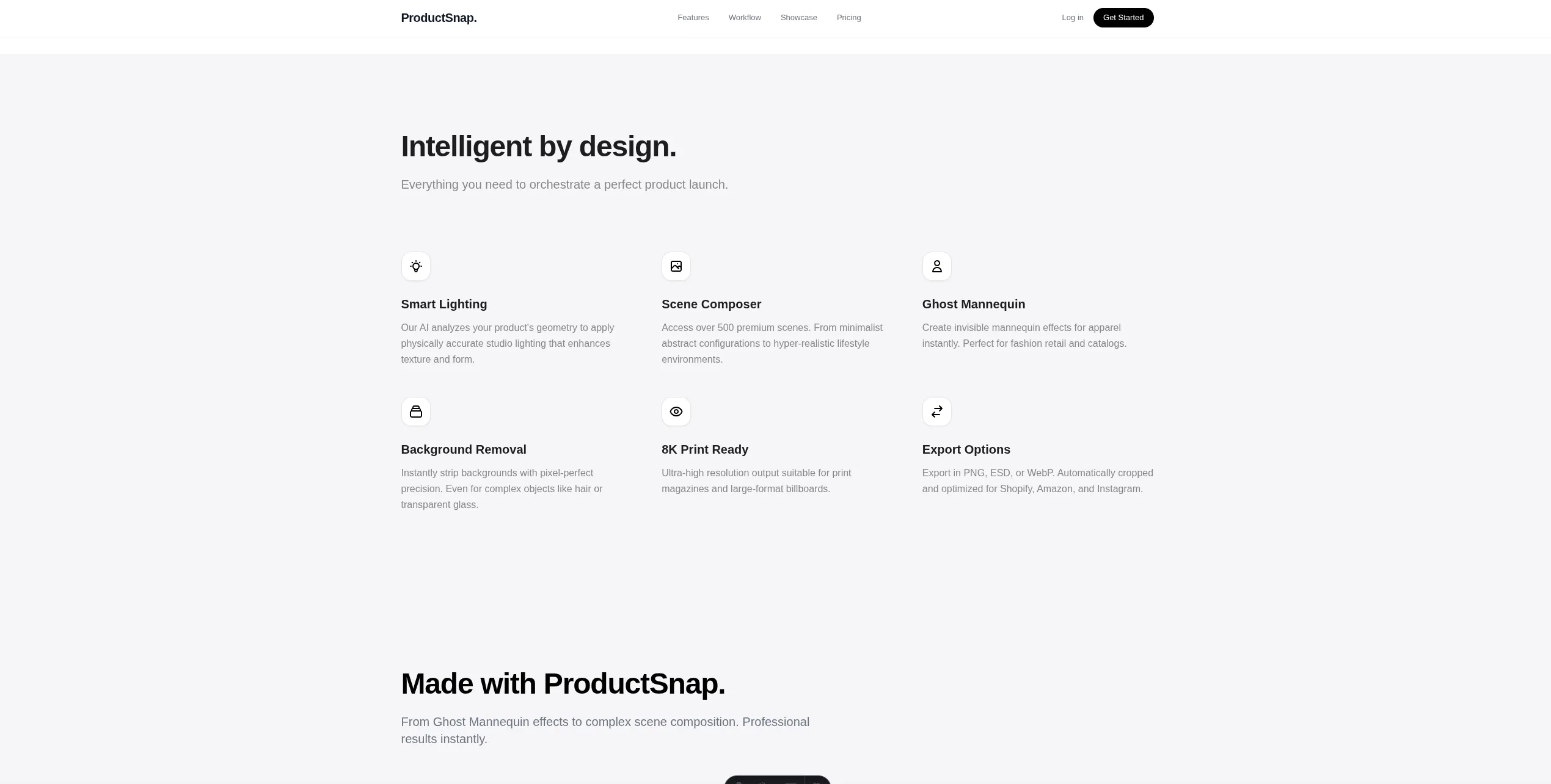 ProductSnap Interface: Funktionsübersicht