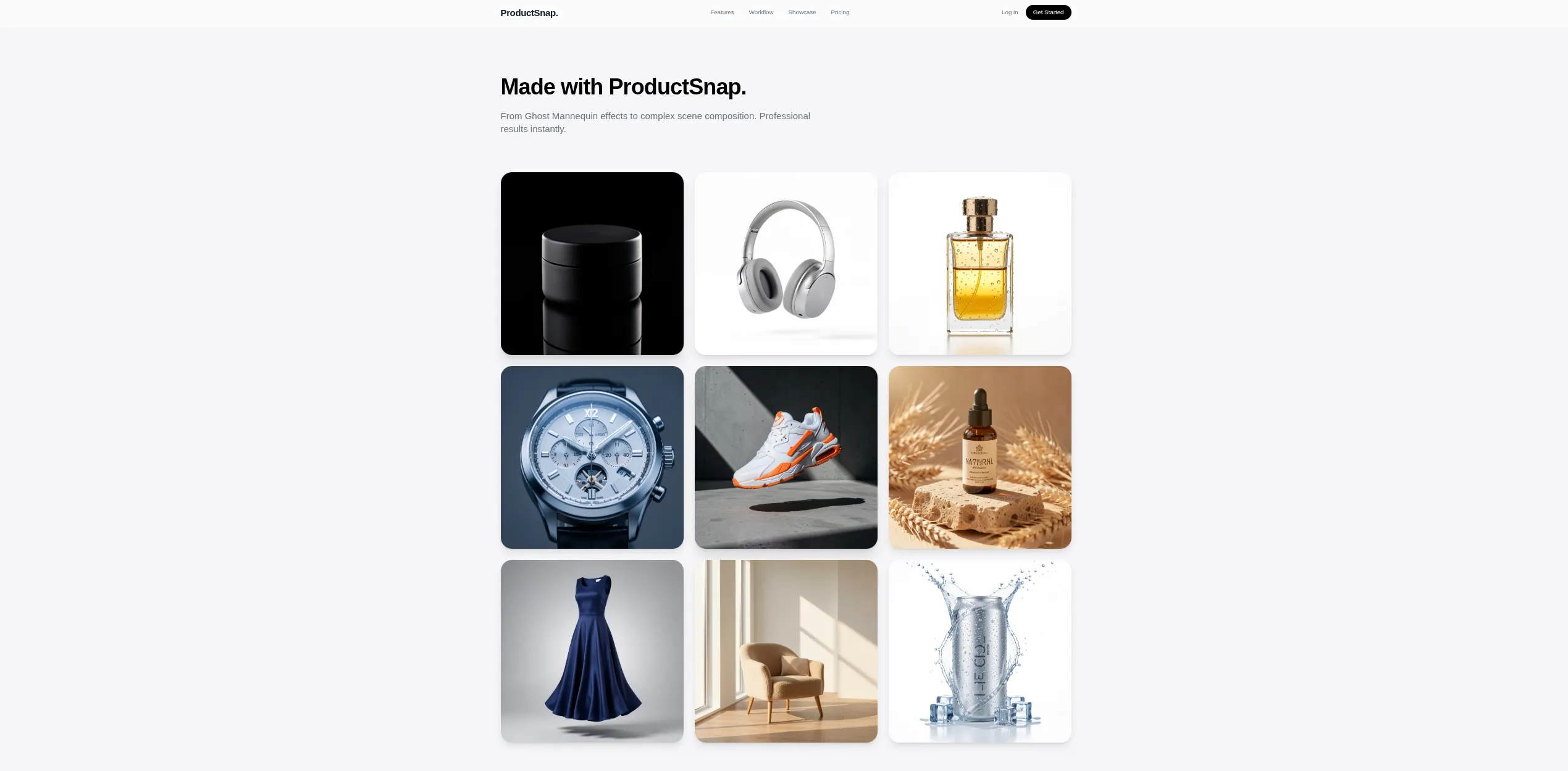 ProductSnap Interface: Showcase-Galerie