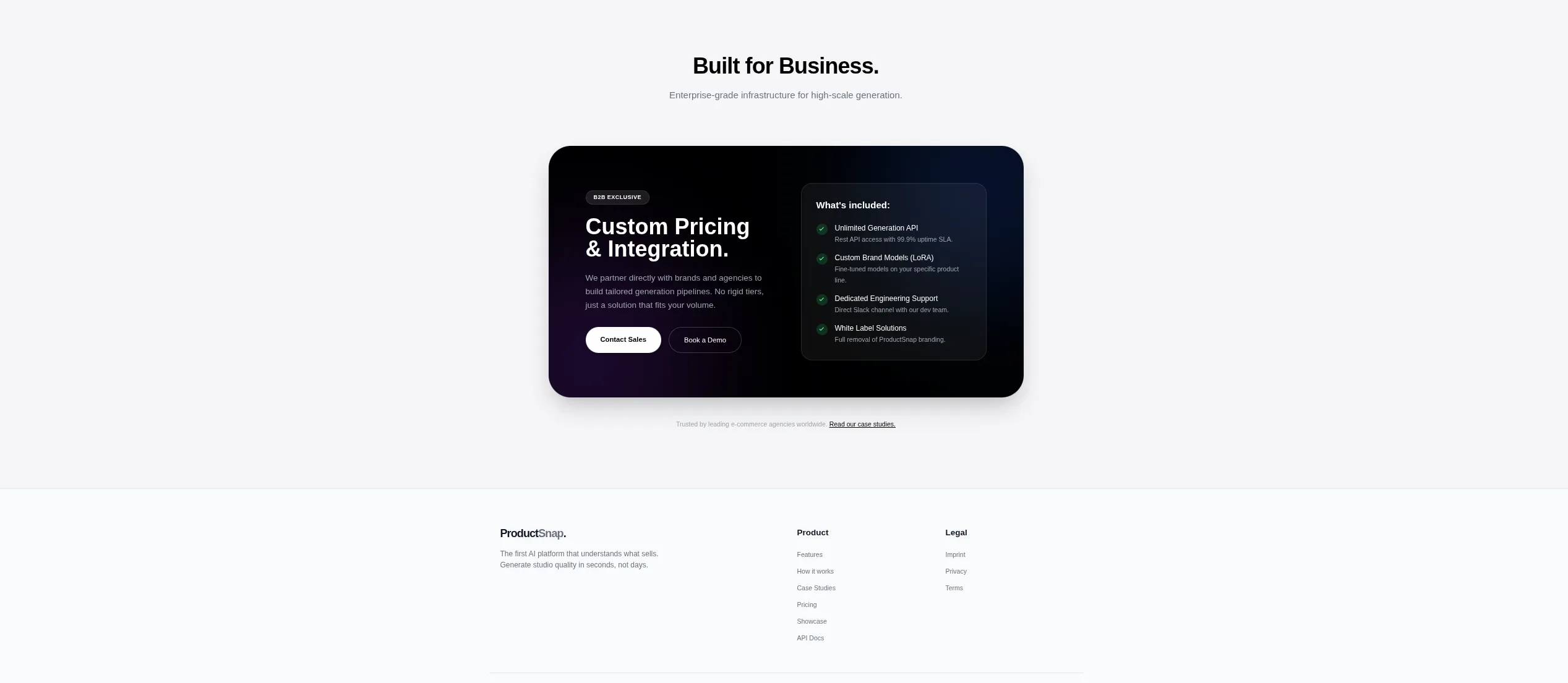 ProductSnap Interface: Business-Angebot