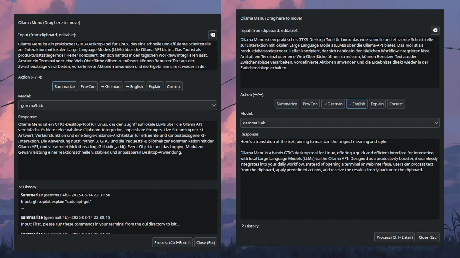 Ollama Menu Screenshot