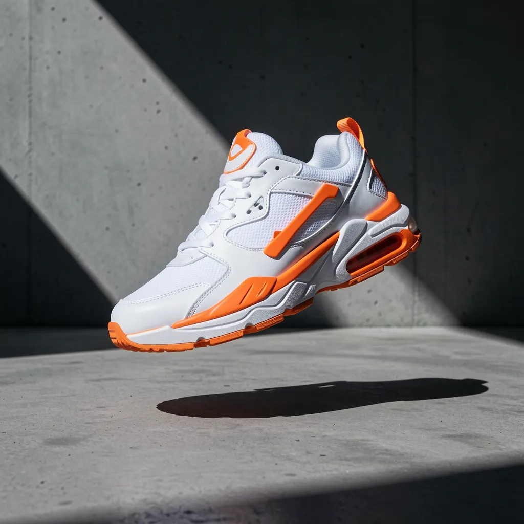 ProductSnap Beispiel: Sneaker in Betonszene mit hartem Licht