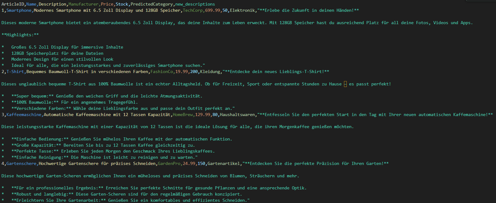 Produktklassifizierung und Textoptimierung mit Python und LLMs